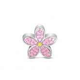 Pink Flower Charm Sterling Silver