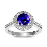 Classic Halo Round Cut Sterling Silver Ring