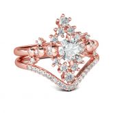 Vintage Rose Gold Tone Round Cut Sterling Silver Ring Set