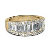 Gold Tone Vintage Baguette Cut Sterling Silver Women's Band