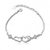 Romantic Linked Heart Sterling Silver Bracelet