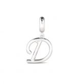 Letter D Dangling Charm Sterling Silver