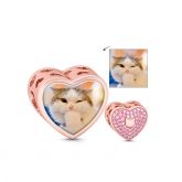 Rose Gold Heart Shape Photo Charm Sterling Silver