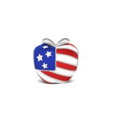 American Flag Apple Charm Sterling Silver