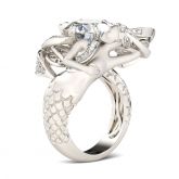 Large Center Stone Round Cut Mermaid Ring