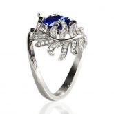 Leaves Cushion Cut Sterling Silver Ring