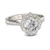 Flower Round Cut Sterling Silver Ring