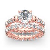 Eternity Round Cut Sterling Silver Skull Ring Set