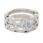 Chain Design Round Cut Sterling Silver Ring Set