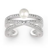 Geometry Cultured Pearl Sterling Silver Ring