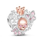 Butterfly Charm With Skull Charm Sterling Silver