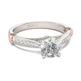 Two Tone Classic Round Cut Sterling Silver Ring