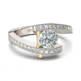 Jeulia Bypass Round Cut Sterling Silver Ring