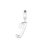 Letter J Dangling Charm Sterling Silver