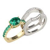 Two Tone Oval Cut Interchangeable Sterling Silver Ring Set