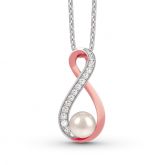 Infinity Cultured Pearl Sterling Silver Pendant Necklace