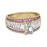 Jeulia Gold Tone Radiant Cut Sterling Silver Ring