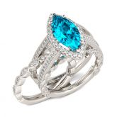 Jeulia Halo Marquise Cut Interchangeable Sterling Silver Ring Set