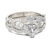 Three Stone Twist Pear Cut Sterling Silver Ring Set
