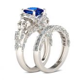 Unique Princess Cut Sterling Silver Skull Ring