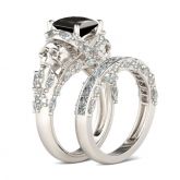 Unique Princess Cut Sterling Silver Skull Ring