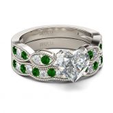 Milgrain Heart Cut Sterling Silver Ring Set