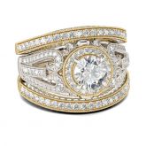 Jeulia 3PC Milgrain Round Cut Sterling SilverRing Set