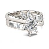 Floral Round Cut Sterling Silver Ring Set