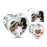 I Love My Husband Heart Shape Photo Charm Sterling Silver