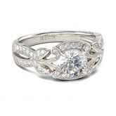 Vintage Leaf Design Round Cut Sterling Silver Ring