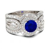 Jeulia Wave Shape Round Cut Sterling Silver Ring Set