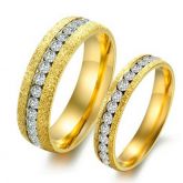 Jeulia Gold Tone Titanium Steel Couple Rings