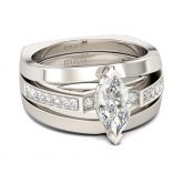 Simple Marquise Cut Sterling Silver Ring Set