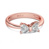 Jeulia Bowknot Heart Cut Sterling Silver Ring