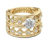 Gold Tone Round Cut Sterling Silver Ring Set