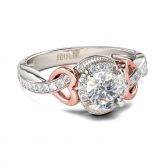 Two Tone Heart Design Round Cut Sterling Silver Ring