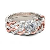 Twist Two Tone Round Cut Sterling Silver Ring Set