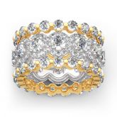 Jeulia Three Piece Halo Round Cut Sterling Silver Band Set