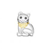 Golden Bowknot Cat Charm Sterling Silver