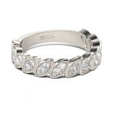 Leaf Shape Round Cut Sterling Silver Women's Band