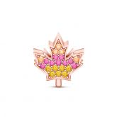 Rose Gold Tone Maple Leaf Clear CZ Stone Charm Sterling Silver