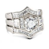 Jeulia 3PC Art Deco Round Cut Sterling Silver Ring Set