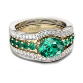 Two Tone Oval Cut Interchangeable Sterling Silver Ring Set