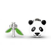 Jeulia Cute Panda Bamboo Mismatched Earrings