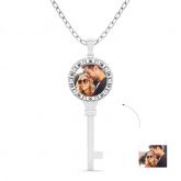 Key to Good Luck Personalized Photo Necklace Sterling Silver