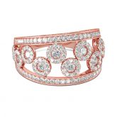 Rose Gold Tone Round Cut Sterling Silver Women's Band