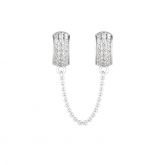 White Stones Safety Chain Sterling Silver