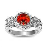 Floral Round Cut Sterling Silver Ring