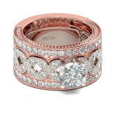 Milgrain Round Cut Sterling Silver Ring Set