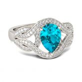 Jeulia Intertwined Pear Cut Sterling Silver Ring